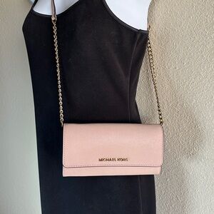 Michael Kors Blush Crossbody Bag with Gold Chain